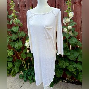 Brochu Walker 100% Linen White Raglan Sleeve Tunic Dress Women’s Size Small